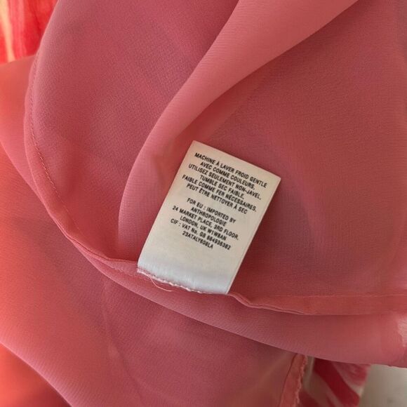 Anthropologie Postmark Hi Low Pink Feather Print Dress 14 - Picture 6 of 6